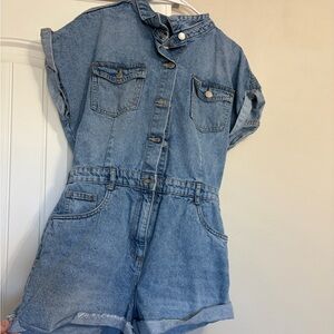 Cotton On Light Blue Denim Short One-Piece Romper